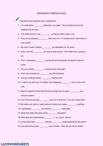 Dependent Prepositions