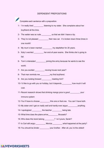 Dependent Prepositions