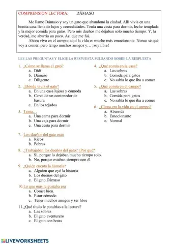 Comprensión lectora 1º EP