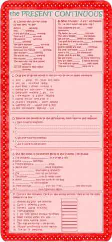 Present Continuous beginners' exercises