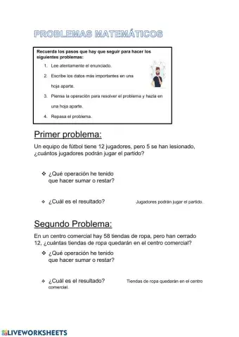 Problemas matemáticas-RESTA- una operación