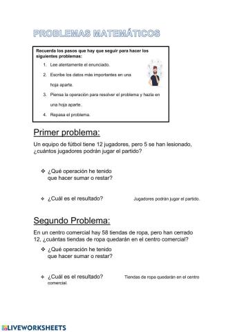 Problemas matemáticas-RESTA- una operación