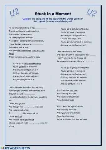 Song: U2 - Stuck in a moment