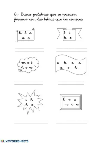 Letra K-ordenar palabras