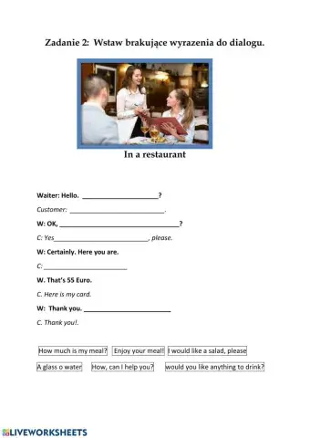 In a restaurant dialogue