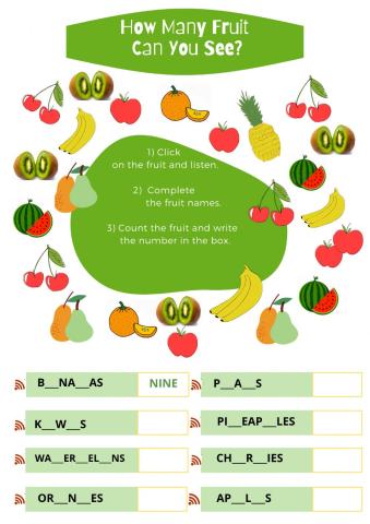 Fruit and numbers