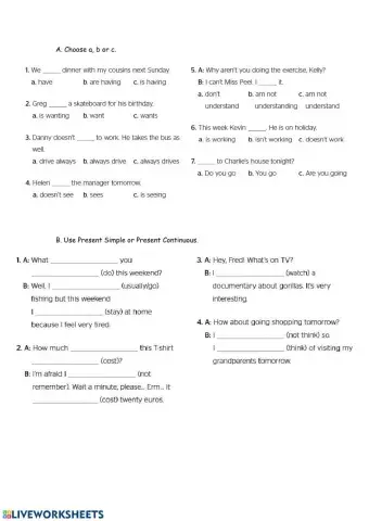Present Simple Present Continuous - Progressive