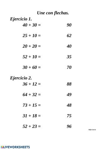Sumas agrupando decenas y unidades.