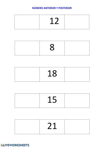 Número anterior y posterior