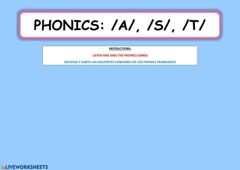 Phonics revision a, s, t