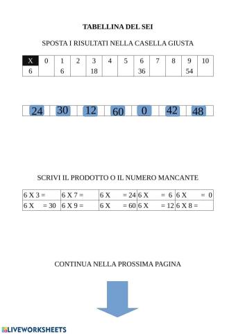 Tabelline del 6 e 7