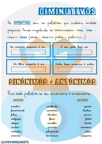 Diminutivo. Sinónimo y antónimo