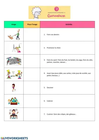 Activités pour s'occuper