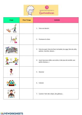 Activités pour s'occuper