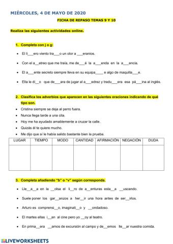Gramática, vocabulario y ortografía