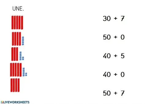 Decenas, unidades y sumas de unidades.