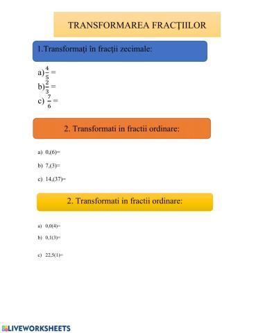 Transformarea fractiilor zecimale