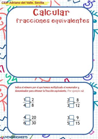 Explicación cálculo fracciones equivalentes