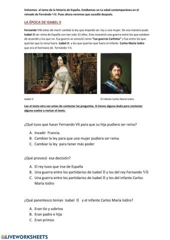 Isabel segunda y las guerras carlistas