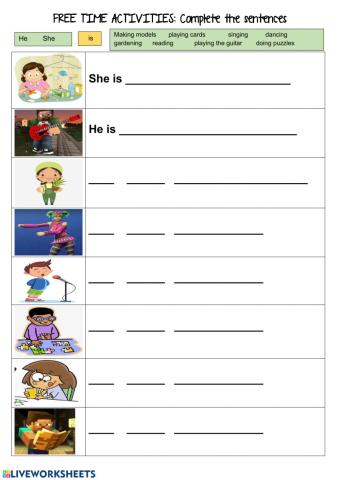 Present continuous and free time activities