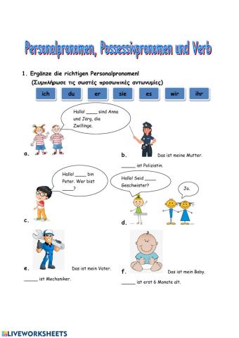 Personalpronomen, Possessivpronomen und Verb