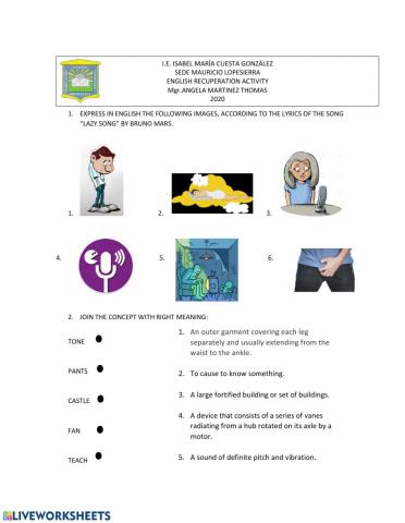 Workshop about -lazy song- by Bruno Mars