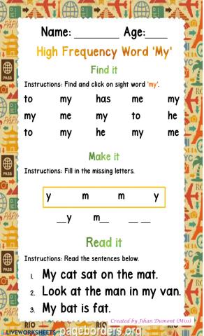 High Frequency Word My