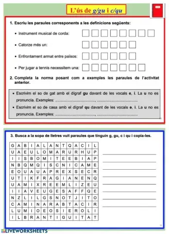 L'ús de g-gu i c-qu.