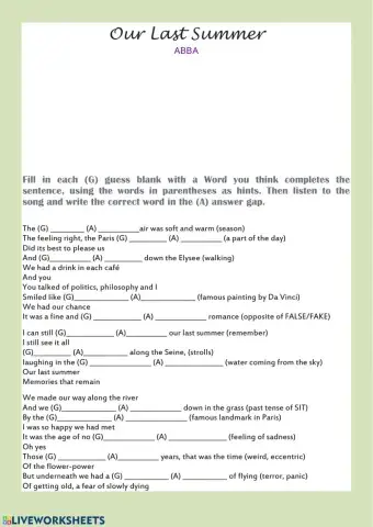 Our Last Summer (ABBA) Used to