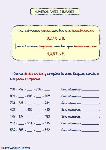 NÚMEROS PARES E IMPARES