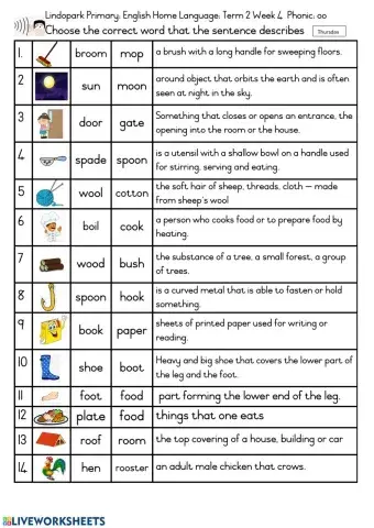 Grade 3 English Term 2 Week 4 Worksheet 4 Thursday