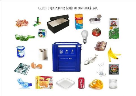 Contenedor azul. reciclar