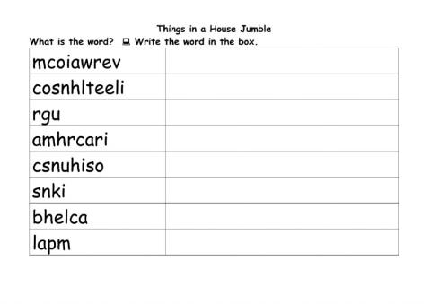 Household Objects Jumble