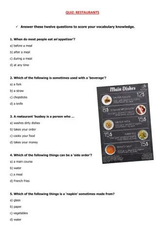 Restaurant QUIZ