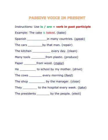 Passive voice in present