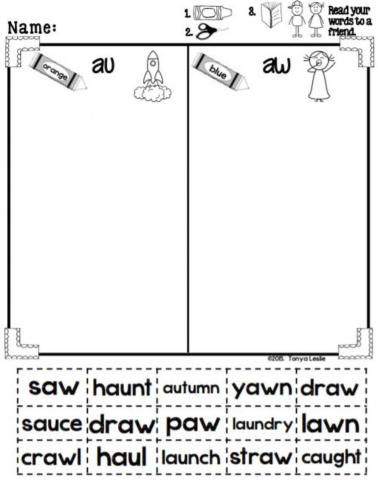 Au aw  word sort