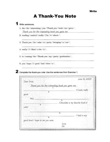 A Thank-You Note - Write