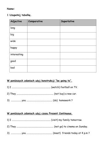 Comparatives, superlatives