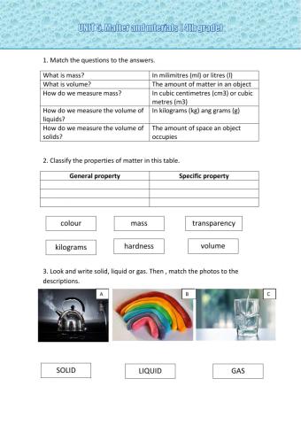 Matter and materials