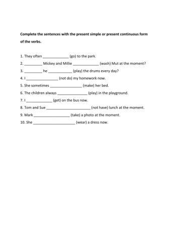Present Simple vs Present Continuous