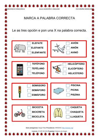 Busca a palabra correcta