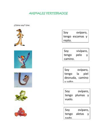 Animales vertebrados disney