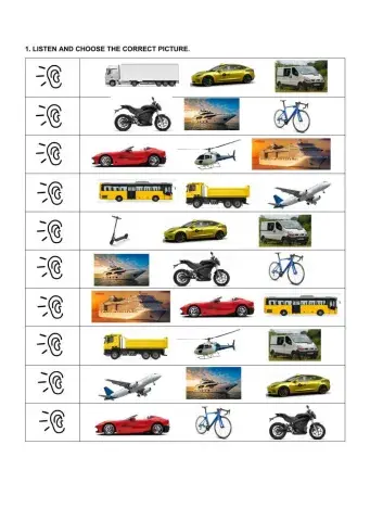 Means of transport-Listening and reading