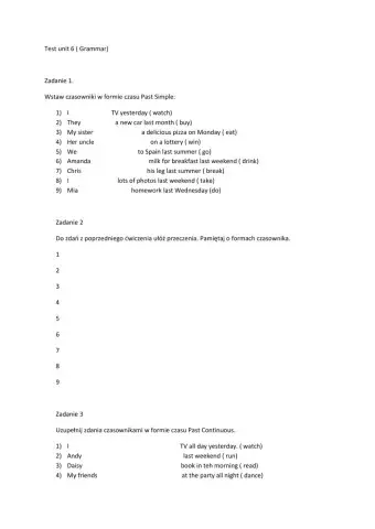 English class a2 plus test unit 6