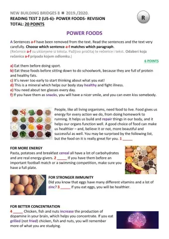 NBB8 7.1 Reading Test 2- Power Foods- Revision