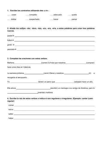Lenguaje: verbos, sufijos