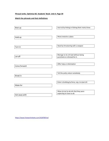 Phrasal verbs. optimise B2. SB page 39 drag and drop