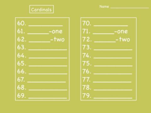 Cardinals 60-79 Writing