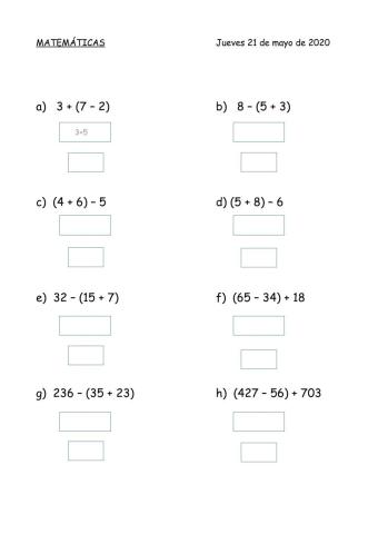 Operaciones con paréntesis