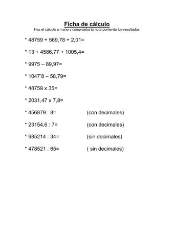 Cálculo 5º primaria